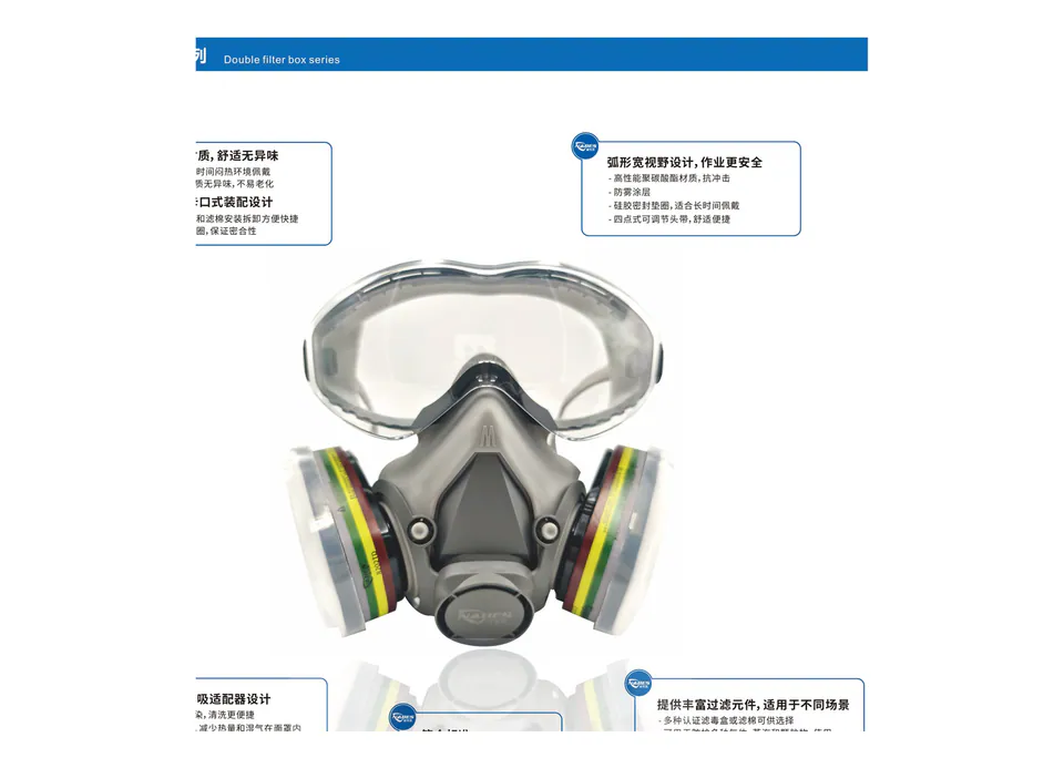 8208 TPE Dual Cartridge Half Face Respirator with Goggles Respiratory Protection