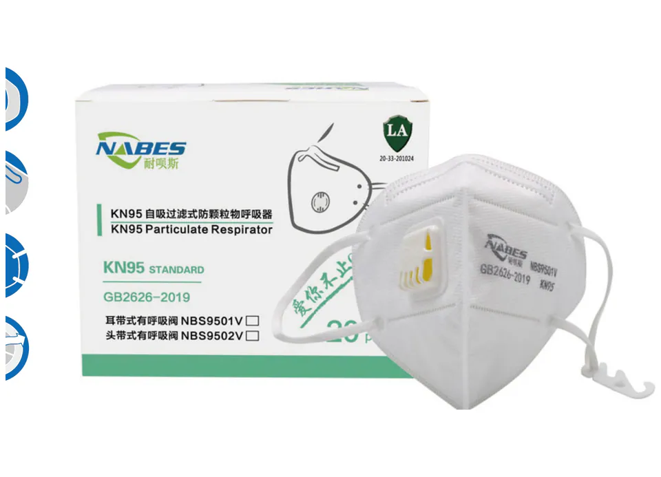 NBS9501V KN95 Folding Earloop Dust Mask with Exhalation Valve Respiratory Protection
