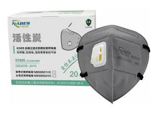 NBS9502VC KN95 Activated Carbon Folding Headband Mask with Exhalation Valve