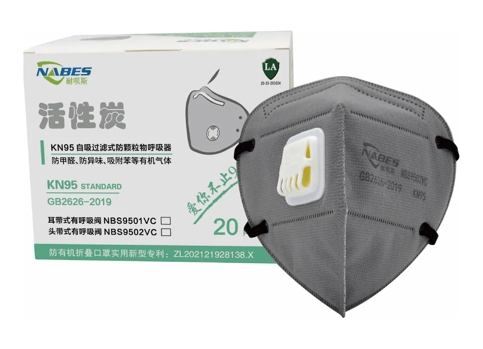 NBS9502VC KN95 Activated Carbon Folding Headband Mask with Exhalation Valve Respiratory Protection